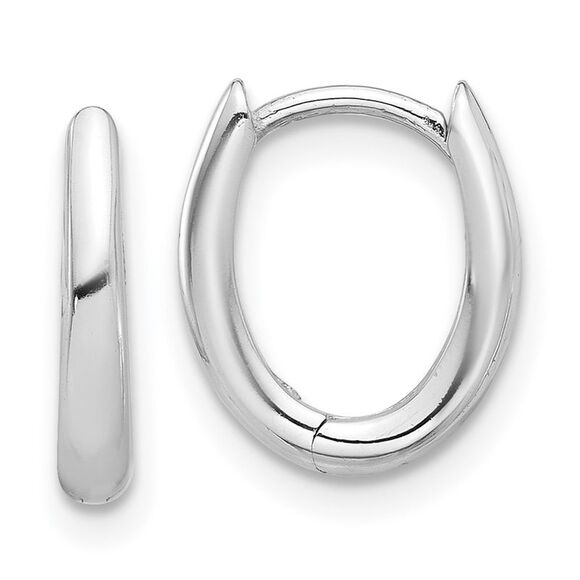 Kazi Luxury 14K White Gold Polished Oval Hinged Hoop Earrings,New Products : American Fashion Style Bags On Sale
